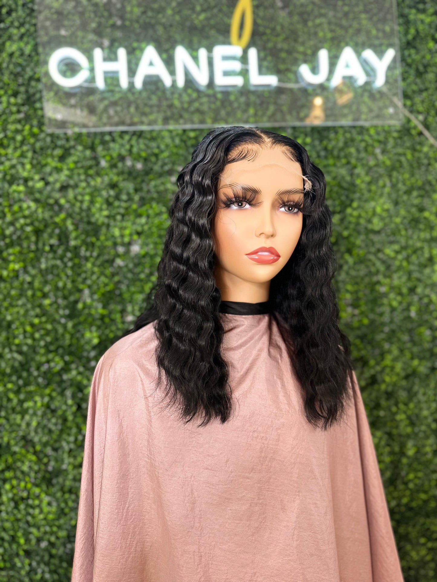 Jet Black Virgin 5x5 HD Lace Closure Unit Body Wave Long Bob w/ Crimps
