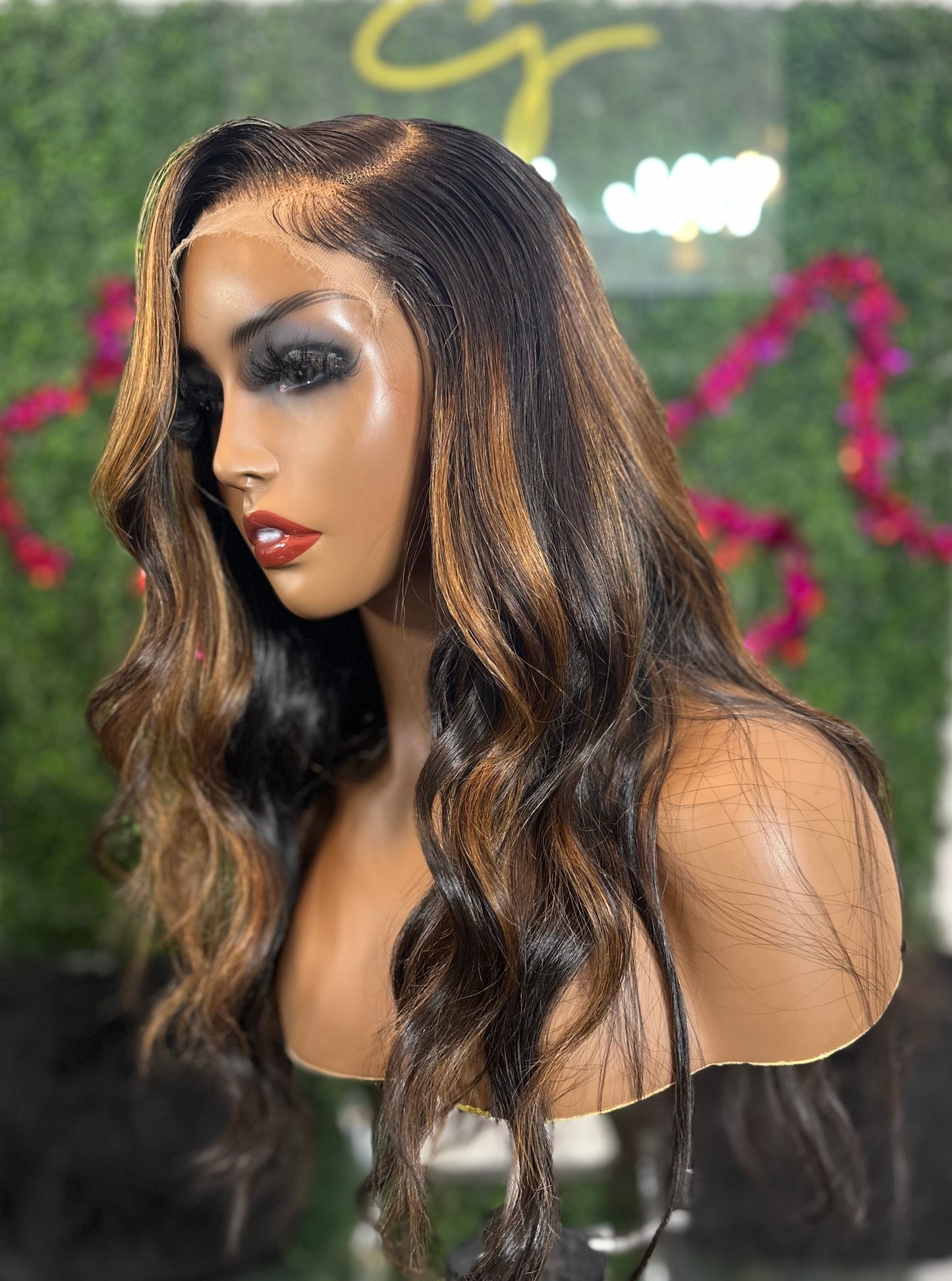 Raw Indian Straight 5x5 HD Lace Closure Unit with Honey Highlights & Beach Waves
